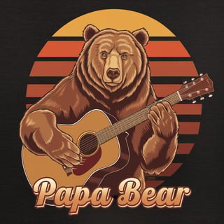 Grizzly Bear Playing Guitar Illustration