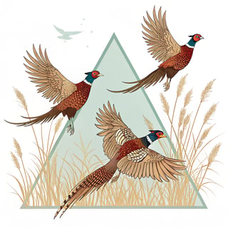 Vector T-Shirt Graphic of Flying Pheasants