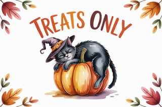 Watercolor Halloween Black Cat Design