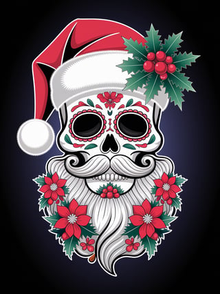 Santa Claus Sugar Skull Illustration
