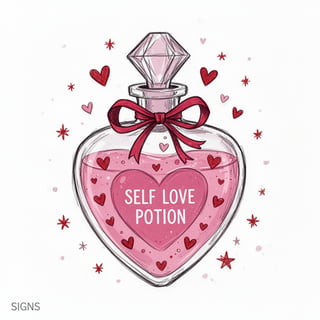 Heart-Shaped Self Love Potion Bottle