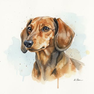 Watercolor Dachshund Portrait