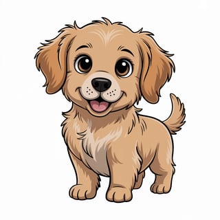 Cute Animated Golden Retriever Art