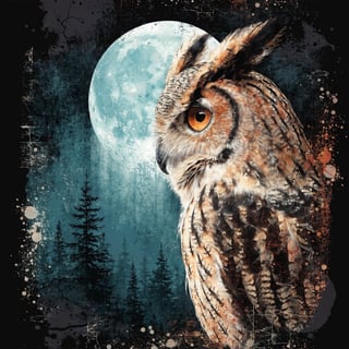 Great Horned Owl Vintage Illustration