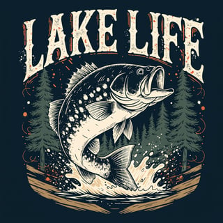 Vintage Lake Life Fishing T-Shirt