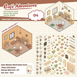Isometric Miniature Café Stickers