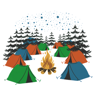 Camping Scene T-Shirt Design