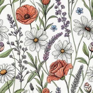 Line Art Botanical Pattern