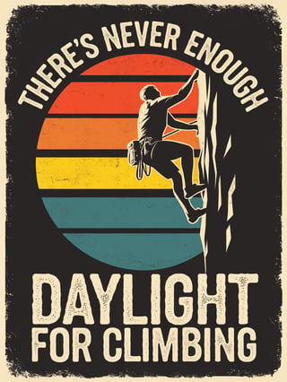 Climbing at Sunset Silhouette Art