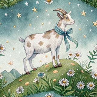 Spotted Goat on Green Hill