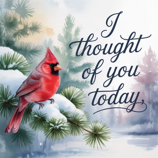Winter Cardinal Watercolor Scene