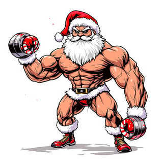 Buff Santa with Candy-Cane Weights