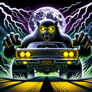 Werewolf Muscle Car with Glowing Eyes