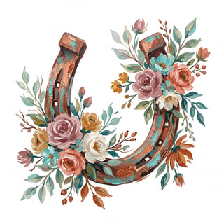 Floral Horseshoe Western Art