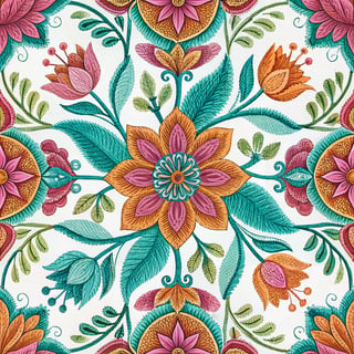 Intricate Neon Floral Embroidery