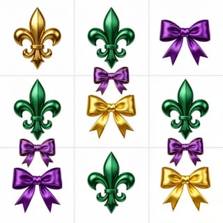 3x3 Grid of Fleur-de-Lis and Bows