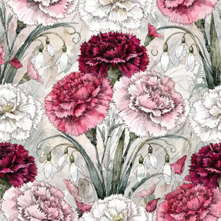 January Birth Month Floral Pattern