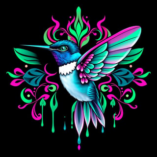 Symmetrical Fantasy Hummingbird Illustration