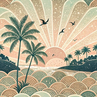 Art-Deco Sunburst Gold Waves