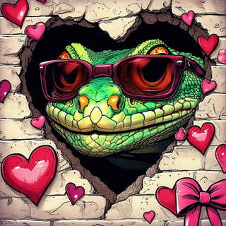 Lizard Face Through Heart Wall Art