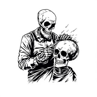 Vintage Skeleton Barber Shop Logo
