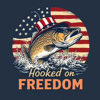 Retro Trout with American Flag