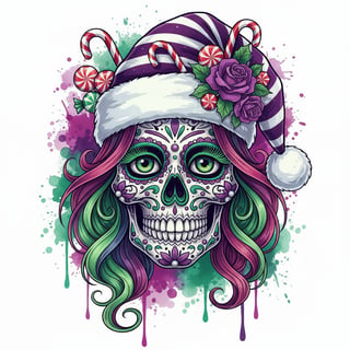 Day of the Dead Christmas Sugar Skull Art