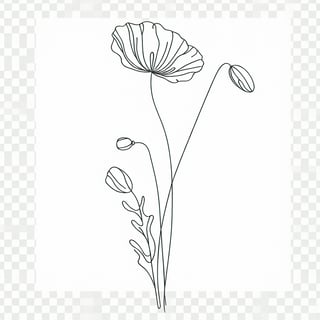 Minimalist Single Poppy Line Art