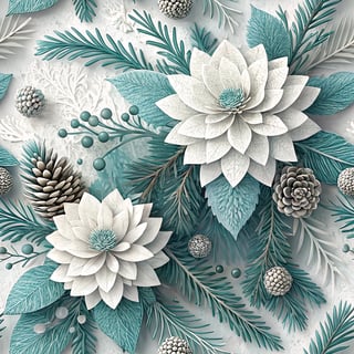 3D Winter Flowers with Pine Sprigs