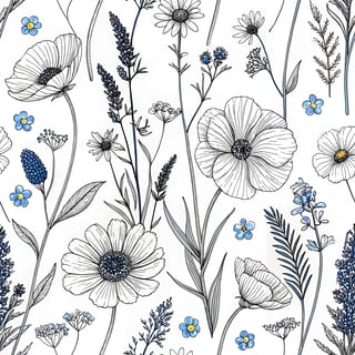 Botanical Line Art Pattern