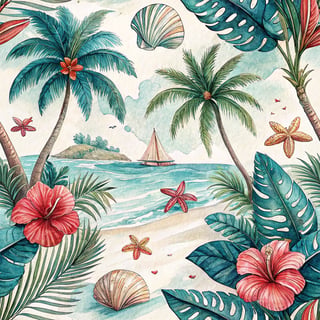Tropical Hawaiian Beach Pattern