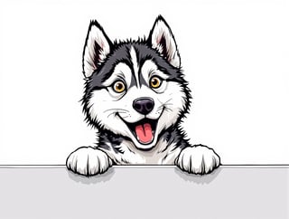 Excited Husky Dog Illustration