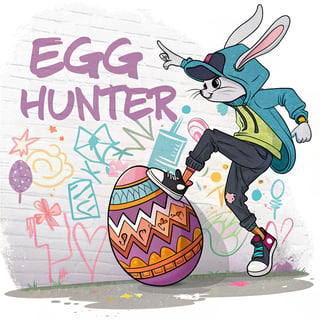 Cool Breakdancing Easter Bunny Illustration