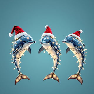 Boho Dolphins with Christmas Lights
