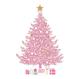 Minimalist Pink Christmas Tree Illustration