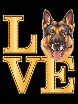 Bold LOVE with German Shepherd Vector