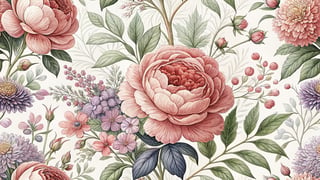 Vibrant Peonies and Floral Illustration
