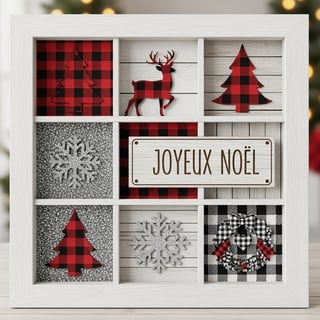 Rustic Christmas Collage in Shadow Box