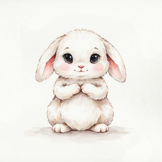 Fluffy White Baby Bunny Illustration