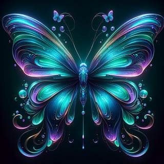 Glowing Teal and Purple Butterfly Art