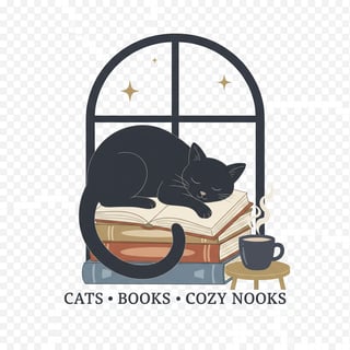 Cozy Cat Reading Graphic