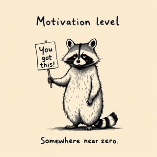 Motivational Raccoon Illustration