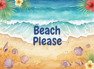 Coastal Beach Scene Watercolor Design