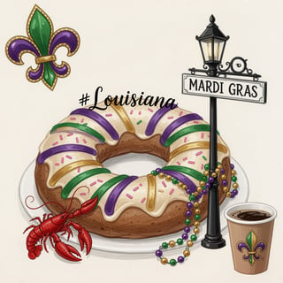 Mardi Gras King Cake Illustration