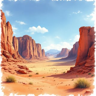 Wadi Rum Desert Ink & Watercolor Art