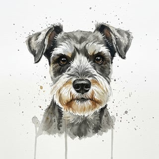 Miniature Schnauzer Watercolor Portrait