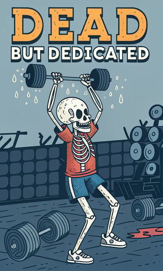 Skeleton Gym Cartoon T-Shirt Design