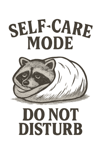 Vintage Raccoon Self-Care T-Shirt Design