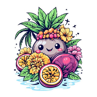 Kawaii Passion Fruit Vacation T-Shirt Design