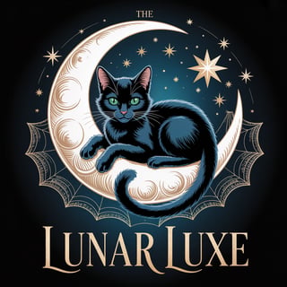 The Moon Tarot Card with Black Cat